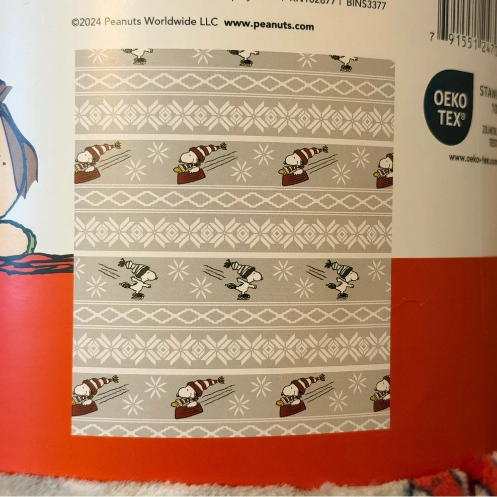Berkshire x Peanuts Snoopy Fair Isle Grey VelvetLoft Throw NWT